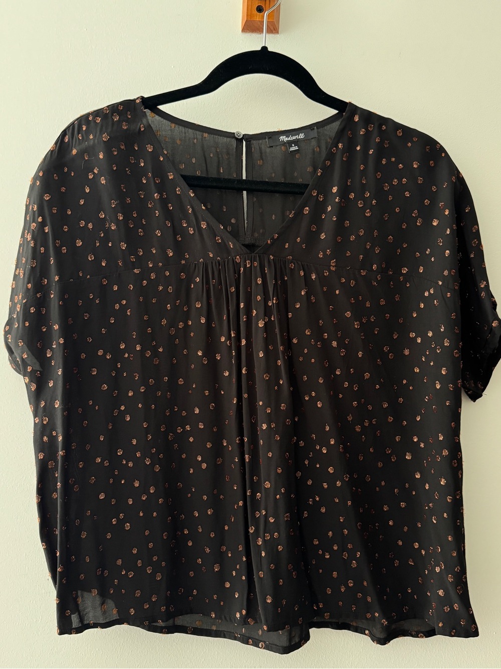 Madewell Rhyme Top in Metallic Dot size small